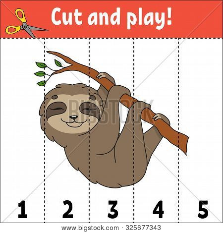 Learning Numbers. Cut And Play. Education Developing Worksheet. Game For Kids. Activity Page. Puzzle