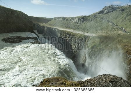 Dramatic Landscape At Gulfoss Waterfall In Iceland