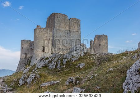 Rocca Calascio, Old Medieval Castle On The Apennine Mountains In The Heart Of Abruzzo, Italy