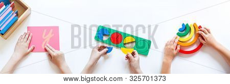 Montessori Material. Children's Hands. The Study Of Mathematics And Biology.benner
