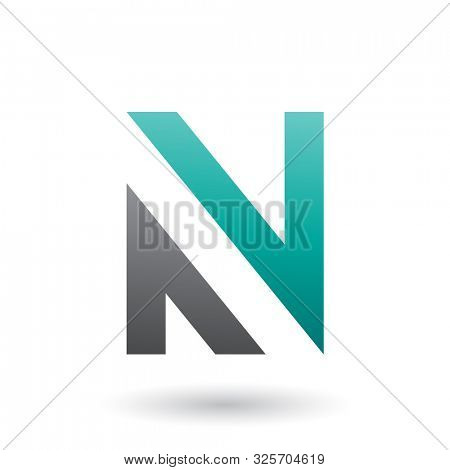 Illustration of Green and Black V Shaped Icon for Letter N isolated on a White Background