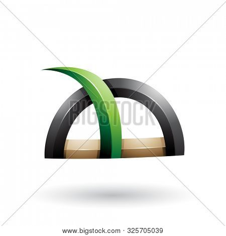 Illustration of Green and Black Glossy Grass Like Spiky Shape isolated on a White Background