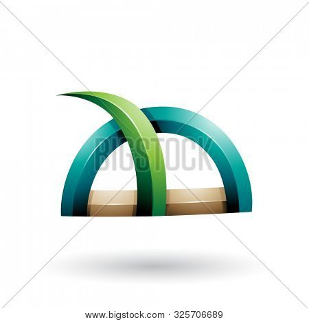 Illustration of Light and Dark Green Glossy Grass Like Spiky Shape isolated on a White Background