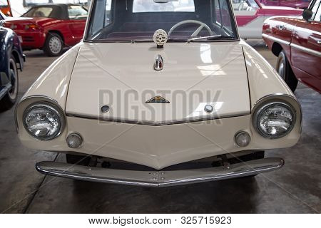 Nakhon Pathom, Thailand - August 3, 2019: Vintage Car Boat Amphicar 770 Exhibit At Vintage Car Colle