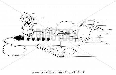 Vector Cartoon Stick Figure Drawing Conceptual Illustration Of Rich Man, Celebrity Person Or Busines