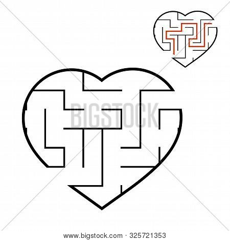 Black Labyrinth Heart. Game For Kids. Puzzle For Children. Maze Conundrum. Valentines Day. Flat Vect