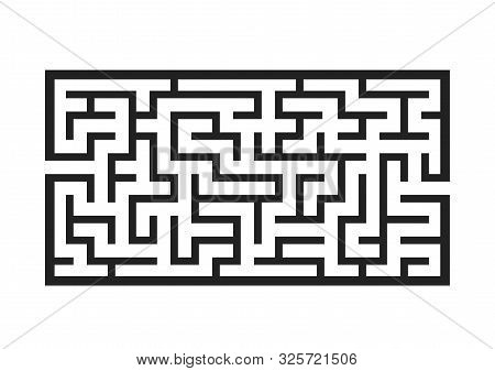 Black Rectangular Labyrinth. Game For Kids. Puzzle For Children. Maze Conundrum. Flat Vector Illustr