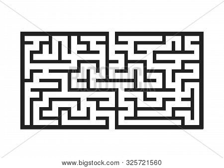 Black Rectangular Labyrinth. Game For Kids. Puzzle For Children. Maze Conundrum. Flat Vector Illustr