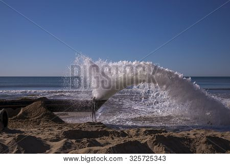 New Sand On The Beach With Blue Sky