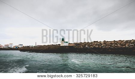 Entrance To The Port Of The Island Of Yeu With Its Semaphore And Typical Small Houses, France
