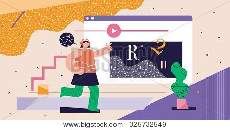 Online Courses Modern Abstract Concept Cyberspace Vector Illustration. Virtual Education Training Co