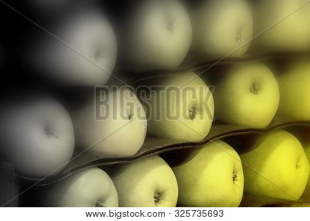 Heap Of Apples Background Photo With Selective Focus.
