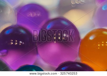 Abstract Texture, Color Balls Of Hydrogel For The Background. Hydrogel Beads. Close Up.