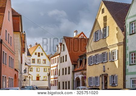 Street With Historical Houses In Neuburg An Der Donau, Germany