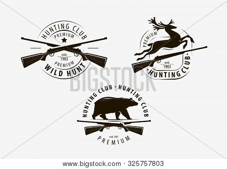 Set Of Hunting Club Labels. Hunt Logo. Vector Illustration