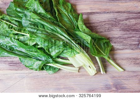 Balkan Cuisine. Blitva ( Chard Leaves ) - Popular Leafy Vegetables. Rustic Background