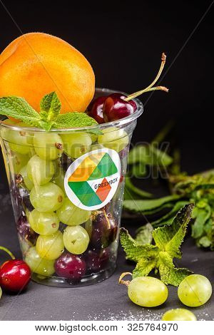Russia St. Petersburg Greenbox 01102019 Fruit Mix Grape Lemon Cherry Sweet Peach, In A Plastic Conta