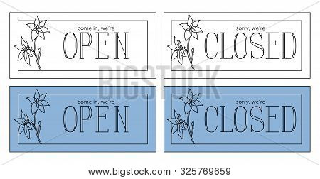Open And Closed Plate. Minimalistic Style Linear Illustration