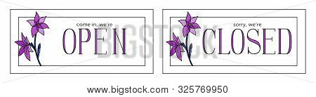 Open And Closed Vector Plate. Minimalistic Style. Violet Colors