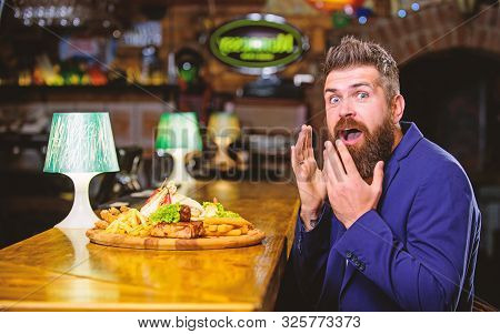 Delicious Meal. Enjoy Meal. Cheat Meal Concept. Hipster Hungry Eat Pub Fried Food. Restaurant Client