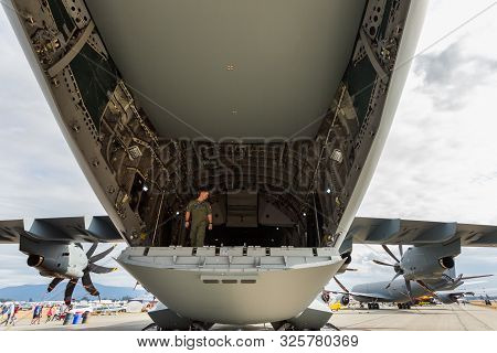 Abbotsford, Bc, Canada - Aug 11, 2019: German Airforce Airbus A400 Static Display At The Abbotsford 