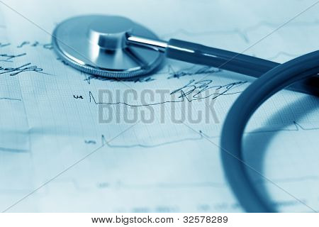 Stetoscopio e cardiogramma
