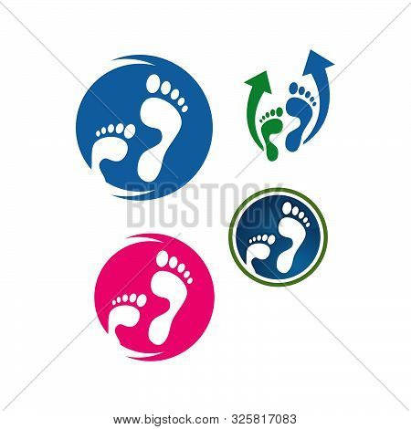 Podiatric Care Foot Print Logo Design Vector Icon Illustration Template