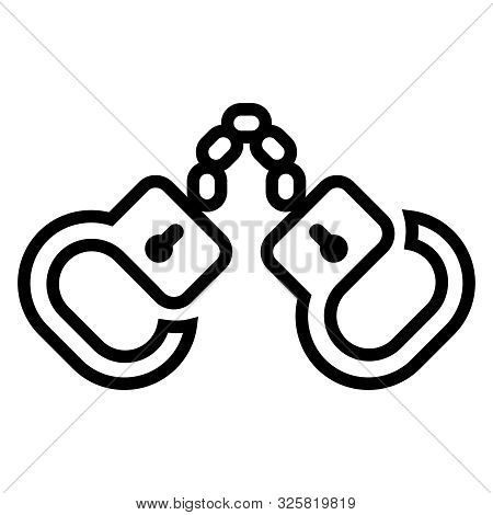 Black Handcuffs Icon On A White Background. Linear Vector Illustration