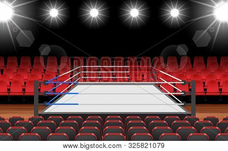Boxing Ring And Red Seat In The Hall
