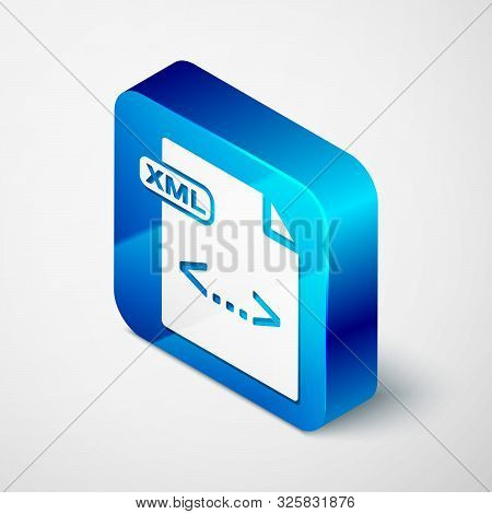 Isometric Xml File Document. Download Xml Button Icon Isolated On White Background. Xml File Symbol.
