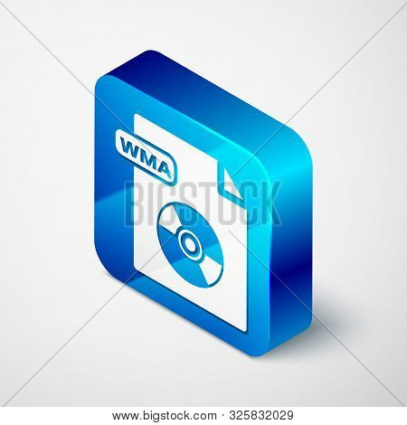 Isometric Wma File Document. Download Wma Button Icon Isolated On White Background. Wma File Symbol.