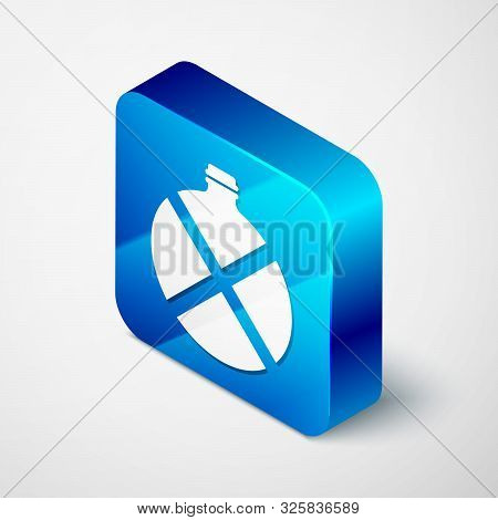 Isometric Canteen Water Bottle Icon Isolated On White Background. Tourist Flask Icon. Jar Of Water U