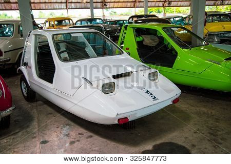 Nakhon Pathom, Thailand - August 3, 2019: Vintage Car Bond Bug 700 Es Exhibit At Vintage Car Collect