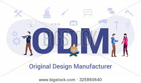 Odm Original Design Manufacturer Concept With Big Word Or Text And Team People With Modern Flat Styl