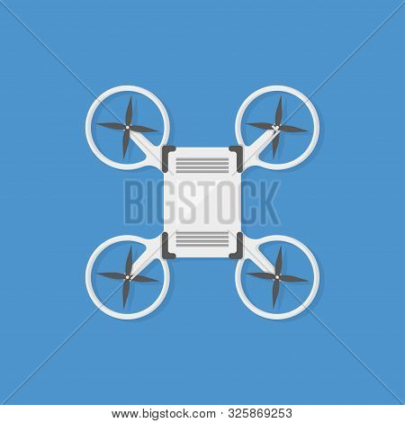 Quadrocopter In Flat Style Top View, Vector