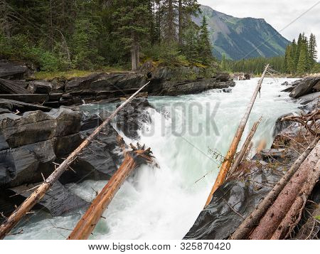 Panoramic Image Of The Numa Falls Within The Kootenay National Park, British Columbia, Canada