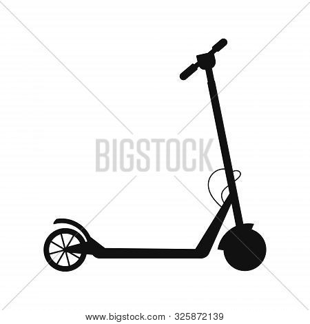 Silhouette Of Electric Scooter On White Background, Vector Illustration