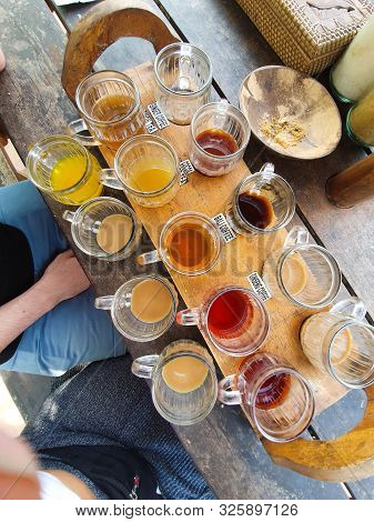 Traditional Balinese Coffee And Tea Testing, Bali Indonesia With Beautiful View