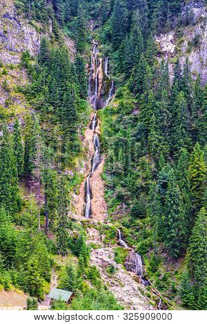 Horses Waterfall Is The Tallest In Romania, Near Borsa In Romanian Carpathians.
