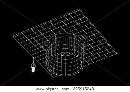 Education Graduation Academic Cap. Wireframe Low Poly Mesh Vector Illustration.