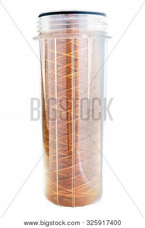 Used Water Filter Home From Drinking Water Systems Isolated On White Background
