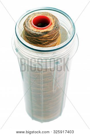 Used Water Filter Home From Drinking Water Systems Isolated On White Background