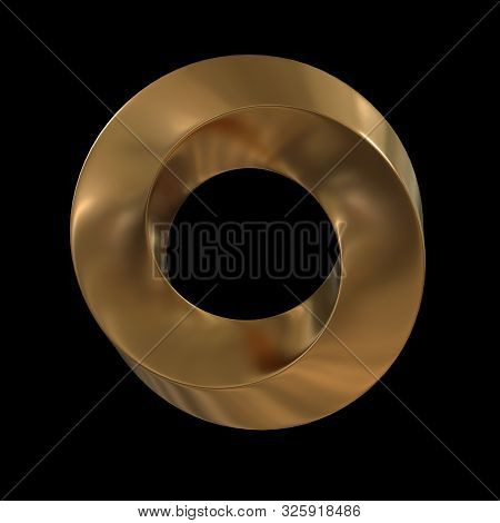 Mobius Strip Ring Sacred Geometry. Spatial Figure With Upturned Surfaces. Optical Illusion With Dual