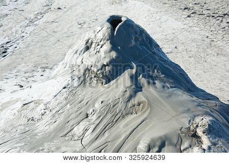 Muddy Volcanoes Paclele Mari Near Buzau, Romania. Mud And Natural-gas Eruptions Create Small Volcano