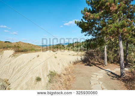 Muddy Volcanoes Paclele Mari Near Buzau, Romania. Mud And Natural-gas Eruptions Create Small Volcano