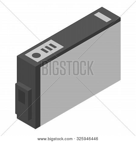 Black Ink Printer Cartridge Icon. Isometric Of Black Ink Printer Cartridge Vector Icon For Web Desig