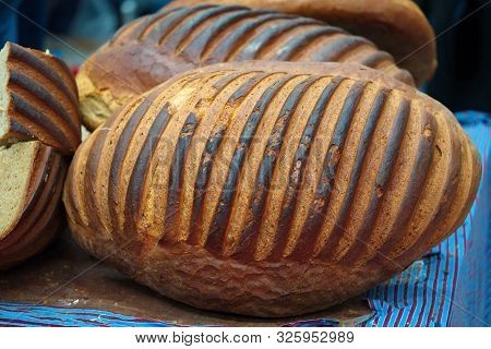 Homemade Natural Organic Bread. Leavened Bread.