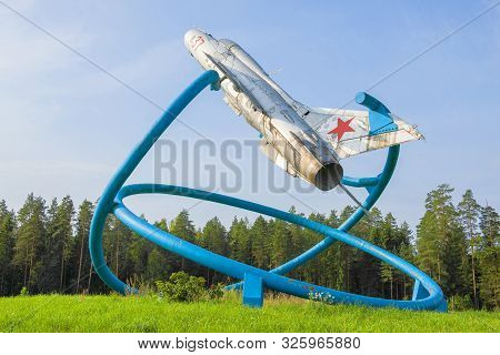 Tikhvin, Russia - September 11, 2019: Mig-21 Airplane - A Monument In Honor Of The Great Patriotic W