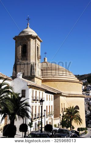 Montefrio, Spain - November 11, 2009 - View Of San Antonio Church And Main Town Street, Montefrio, G