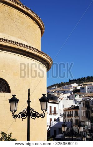 Montefrio, Spain - November 11, 2009 - View Of The Side Of The San Antonio Church With Town Building